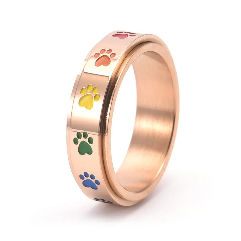 Spinning Paw-Shaped Stress Relief Ring