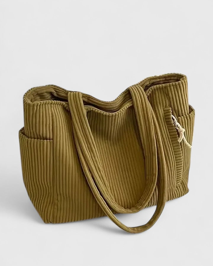 Jamie | Luxurious Ribbed Tote Bag with Cord Detail