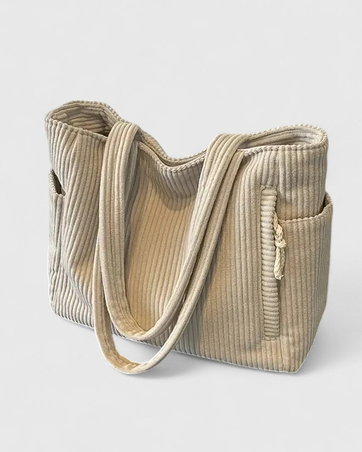 Jamie | Luxurious Ribbed Tote Bag with Cord Detail