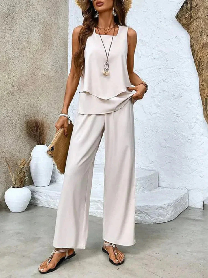 Ovelynra™ | Sleeveless Top And Wide-Leg Pants Set