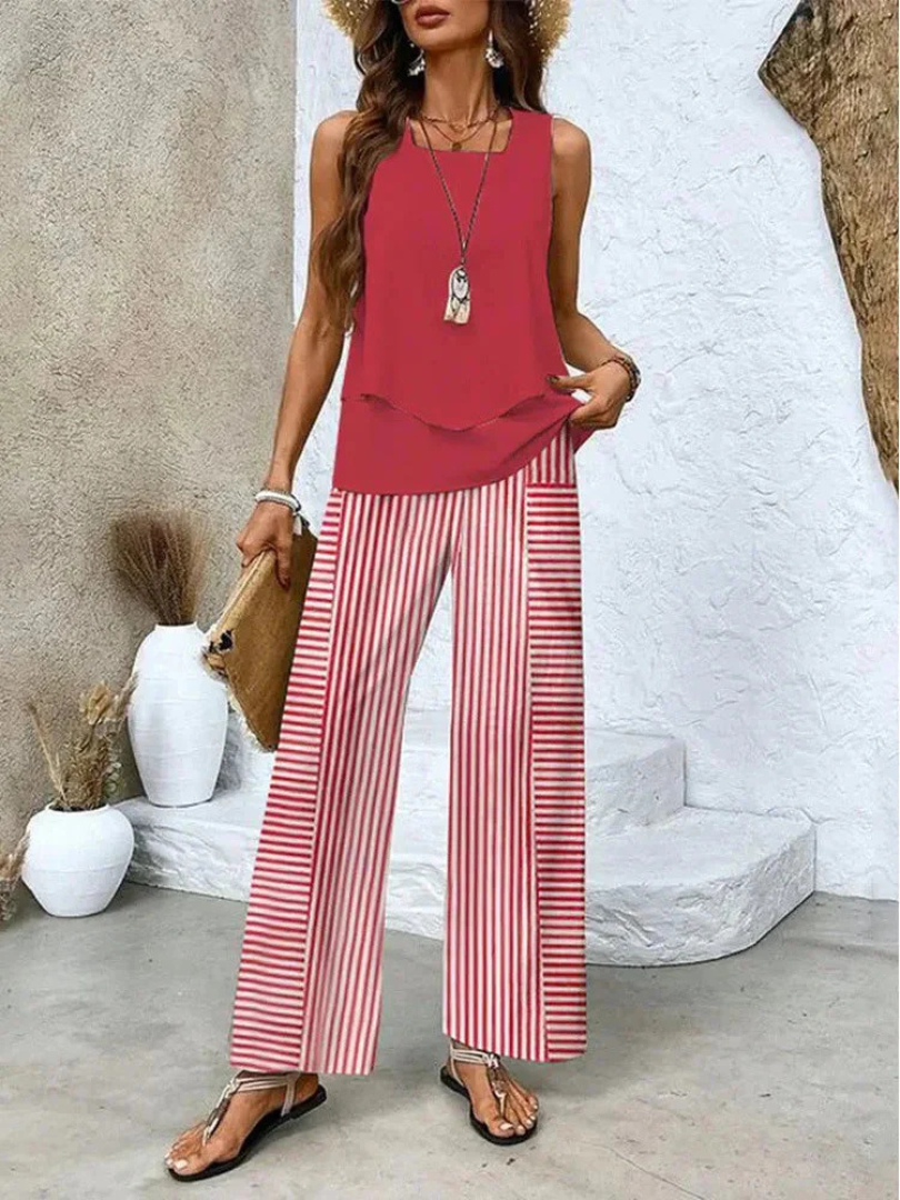 Ovelynra™ | Sleeveless Top And Wide-Leg Pants Set
