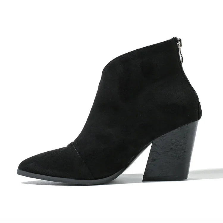 POINTED ANKLE BOOT WITH SUEDE EFFECT