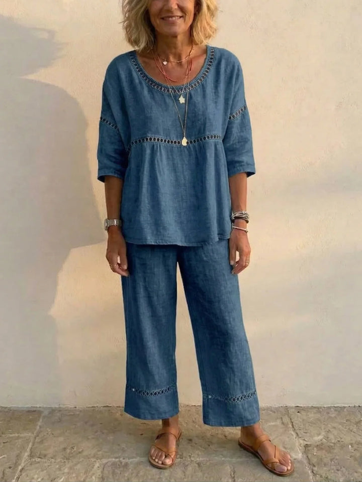 Marielle | Soft Linen Two-Piece Set with Lace Detail