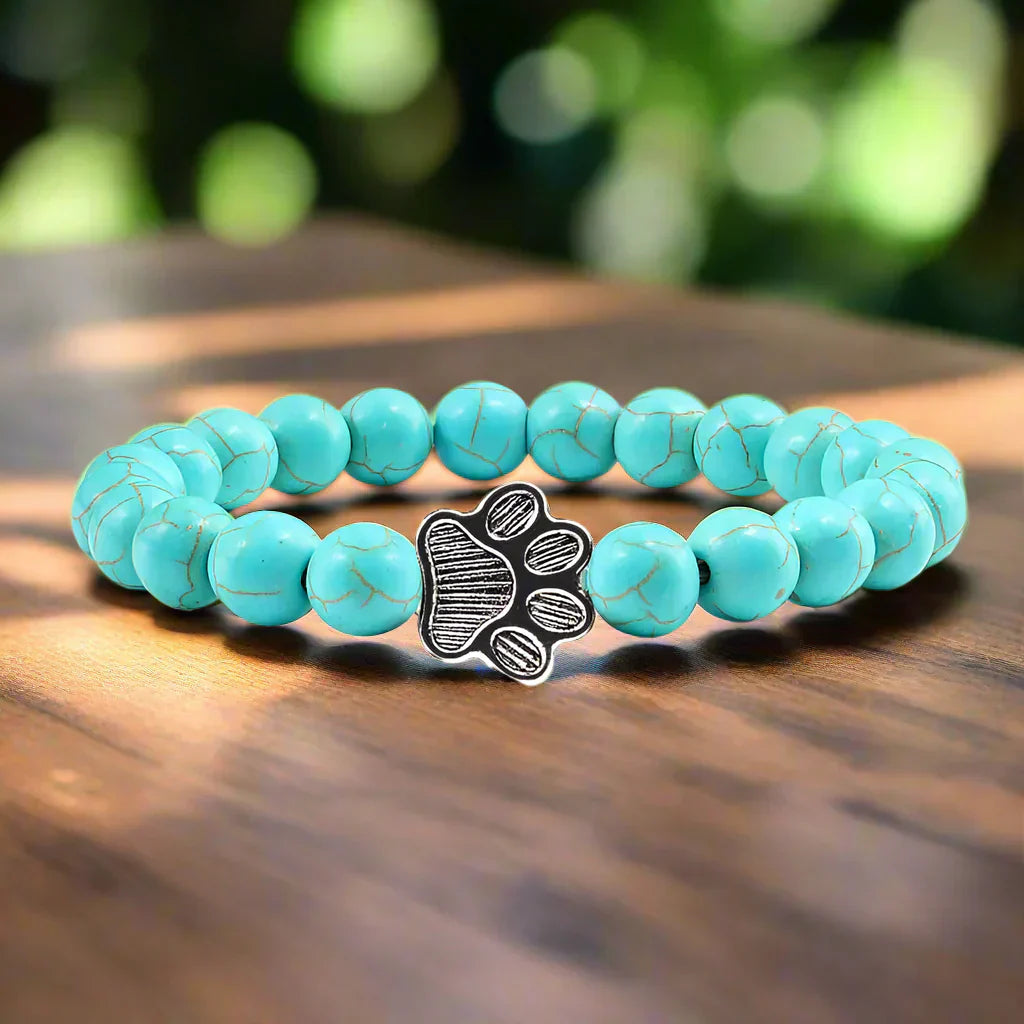 Bracelet with Paw Prints Adorned with Beads