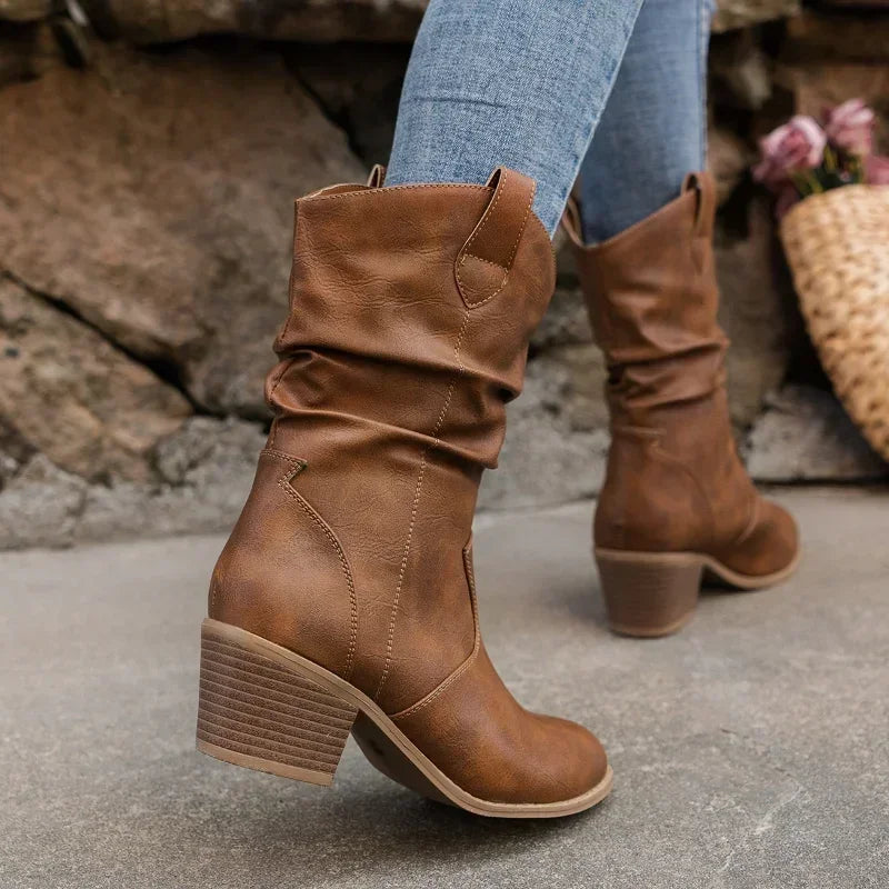 Olivia | Classic Mid-Calf Western Boots