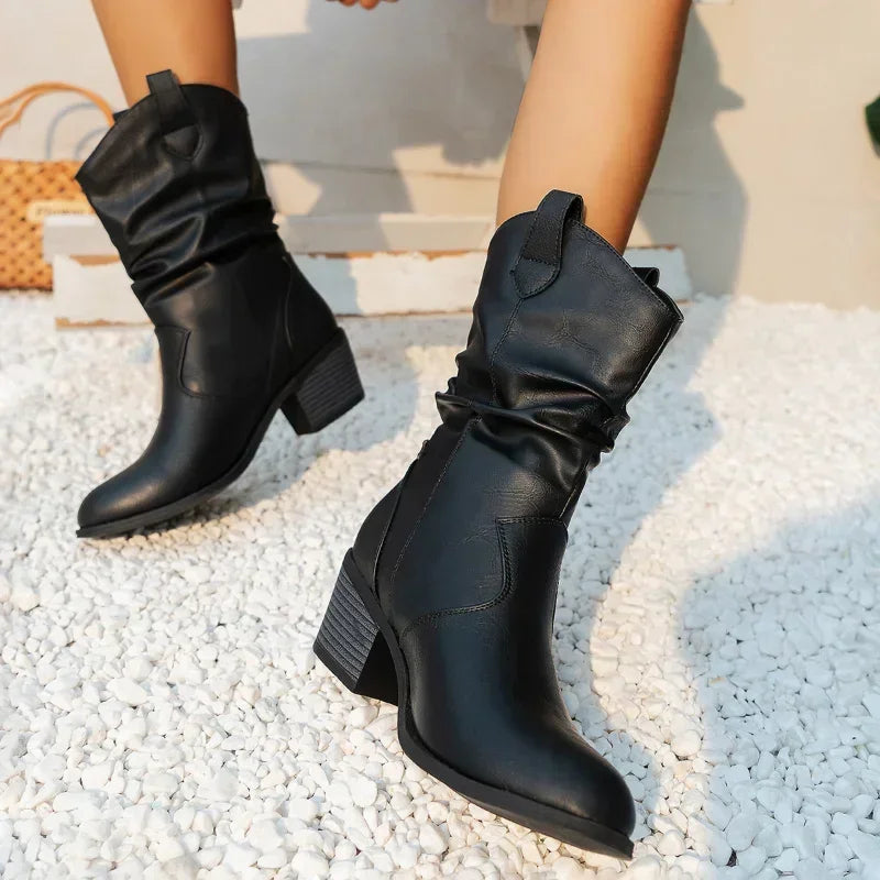 Olivia | Classic Mid-Calf Western Boots