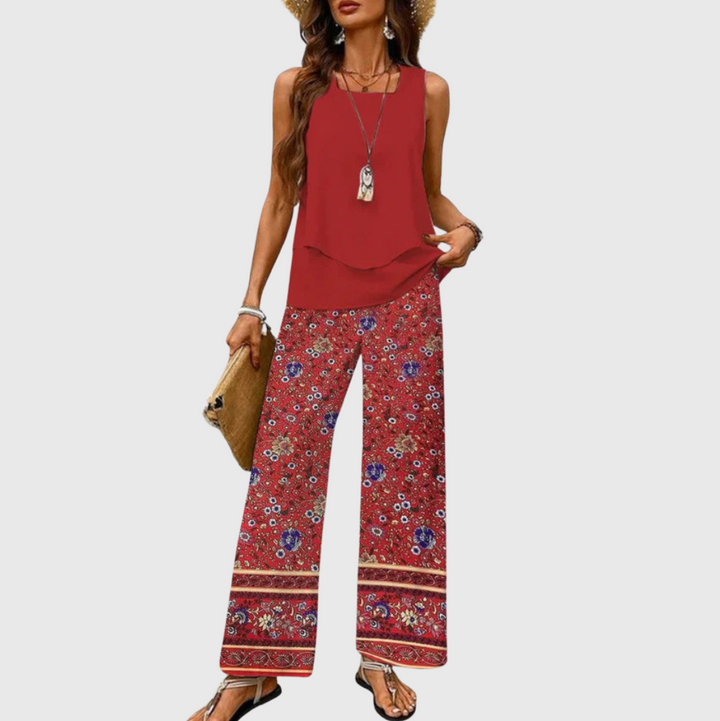 Ovelynra™ | Sleeveless Top And Wide-Leg Pants Set