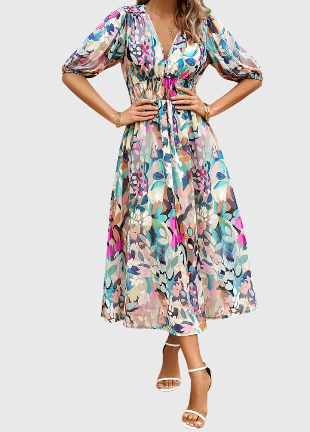 Jamie | Flattering Floral Midi Dress