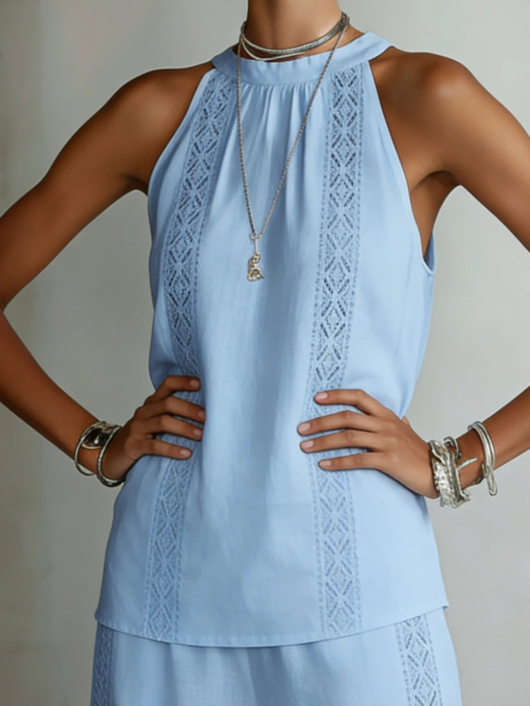 Camilla | Elegant Halter Linen Two-Piece Set