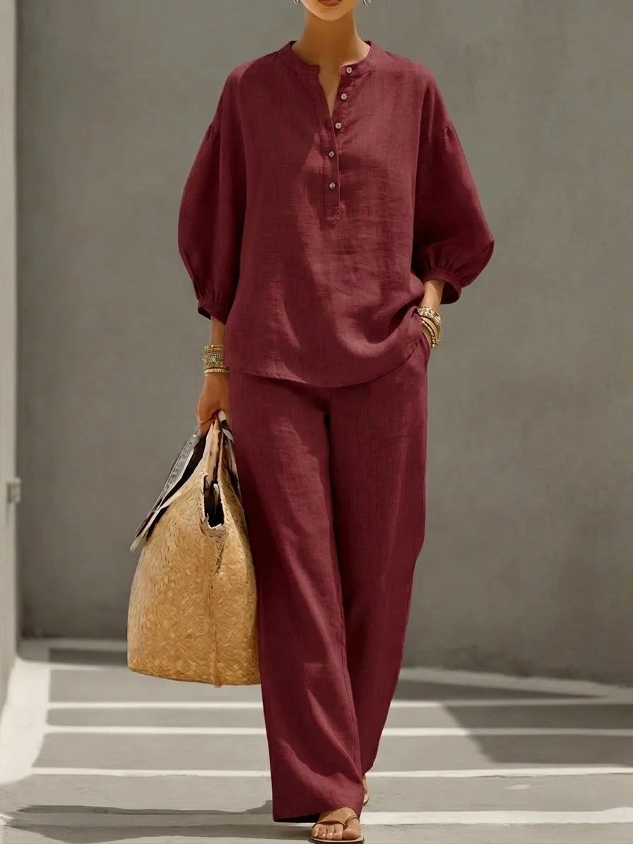 Camille | Relaxed Linen Button-Up Two-Piece Set