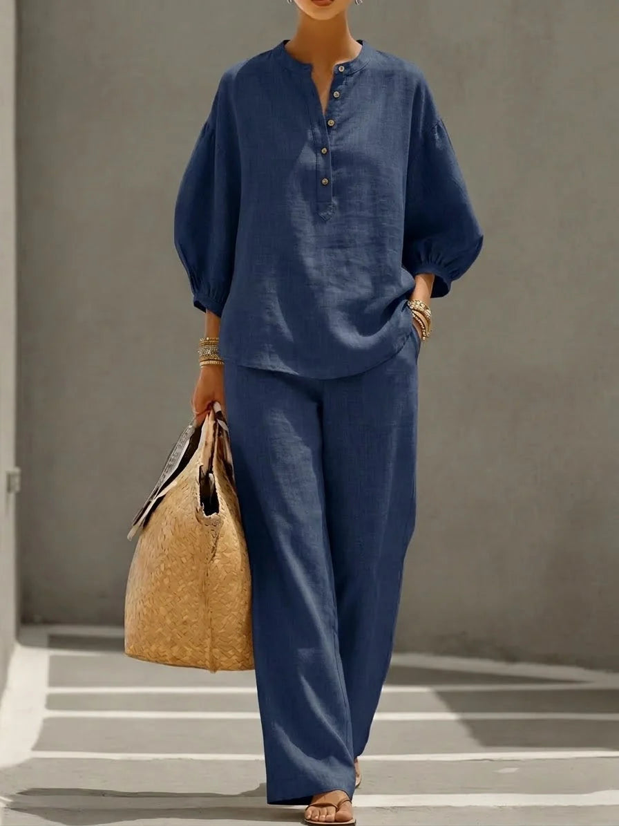 Camille | Relaxed Linen Button-Up Two-Piece Set