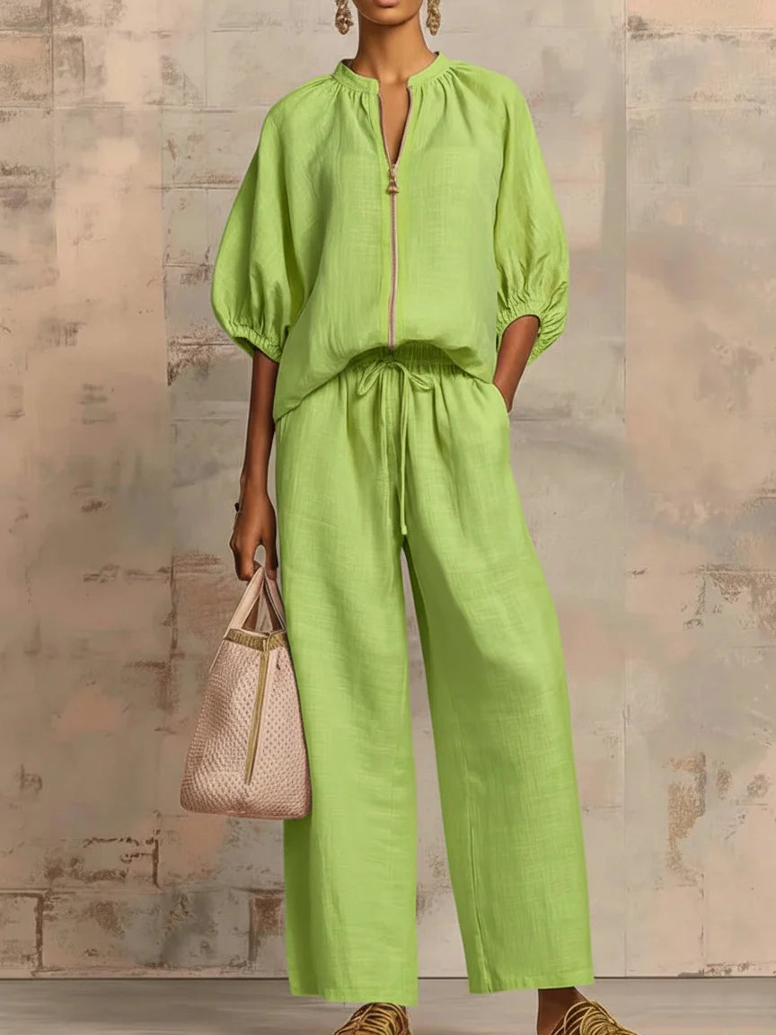 Amélie | Effortless Linen Zip Two-Piece Set