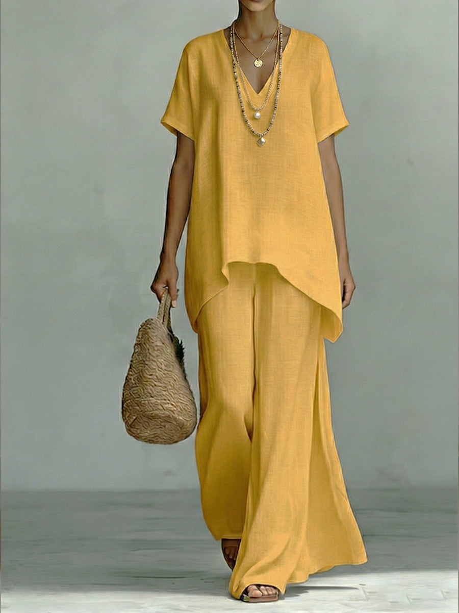 Elenia | Elegant Linen-Cotton Two-Piece Set